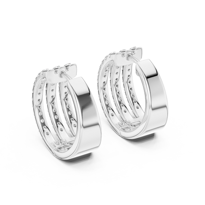 Calivelle Round Diamond Triple Row Hoops