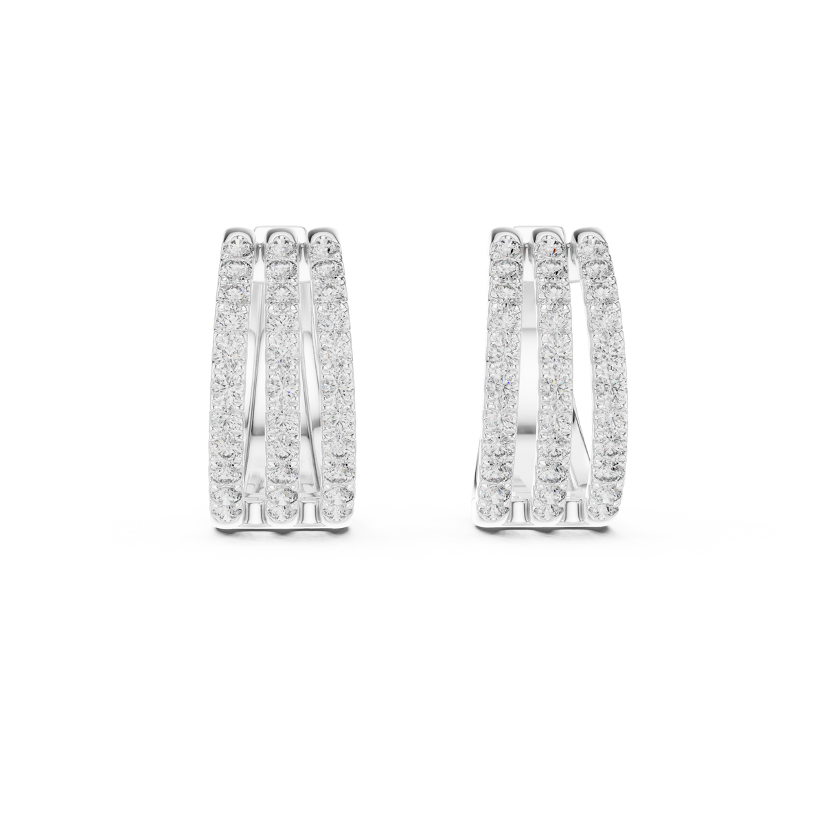 Calivelle Round Diamond Triple Row Hoops