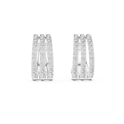 Calivelle Round Diamond Triple Row Hoops