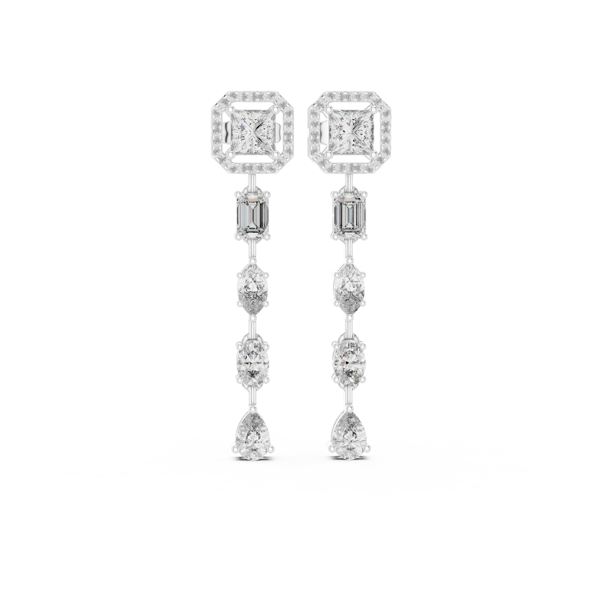 Elaris Geometric Diamond Cascade Drop Earring