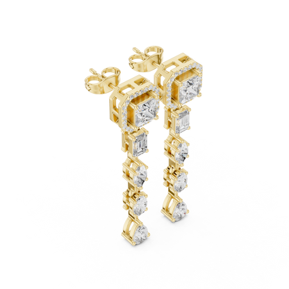 Elaris Geometric Diamond Cascade Drop Earring