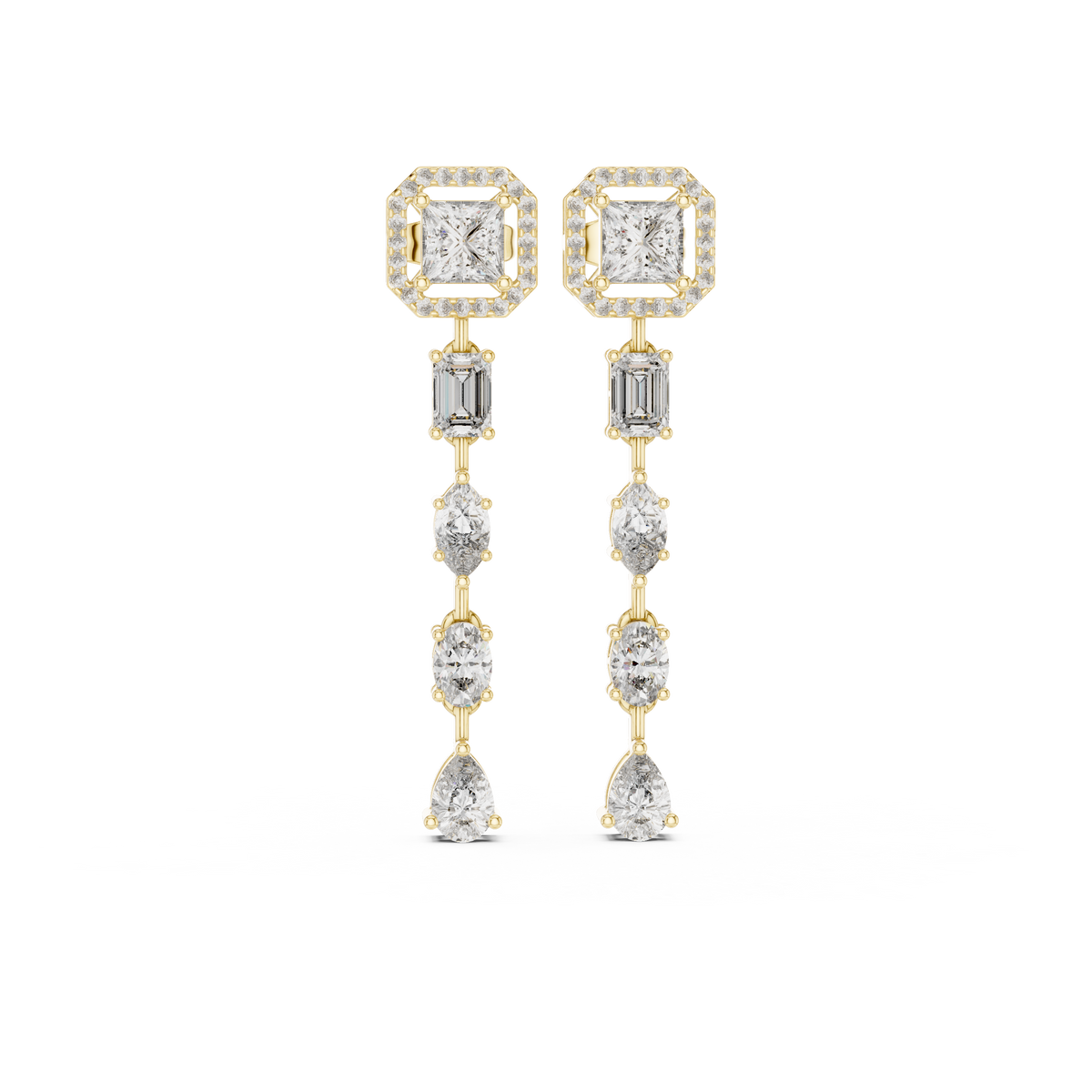 Elaris Geometric Diamond Cascade Drop Earring