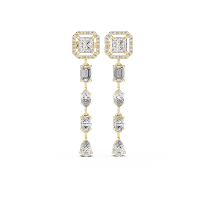 Elaris Geometric Diamond Cascade Drop Earring