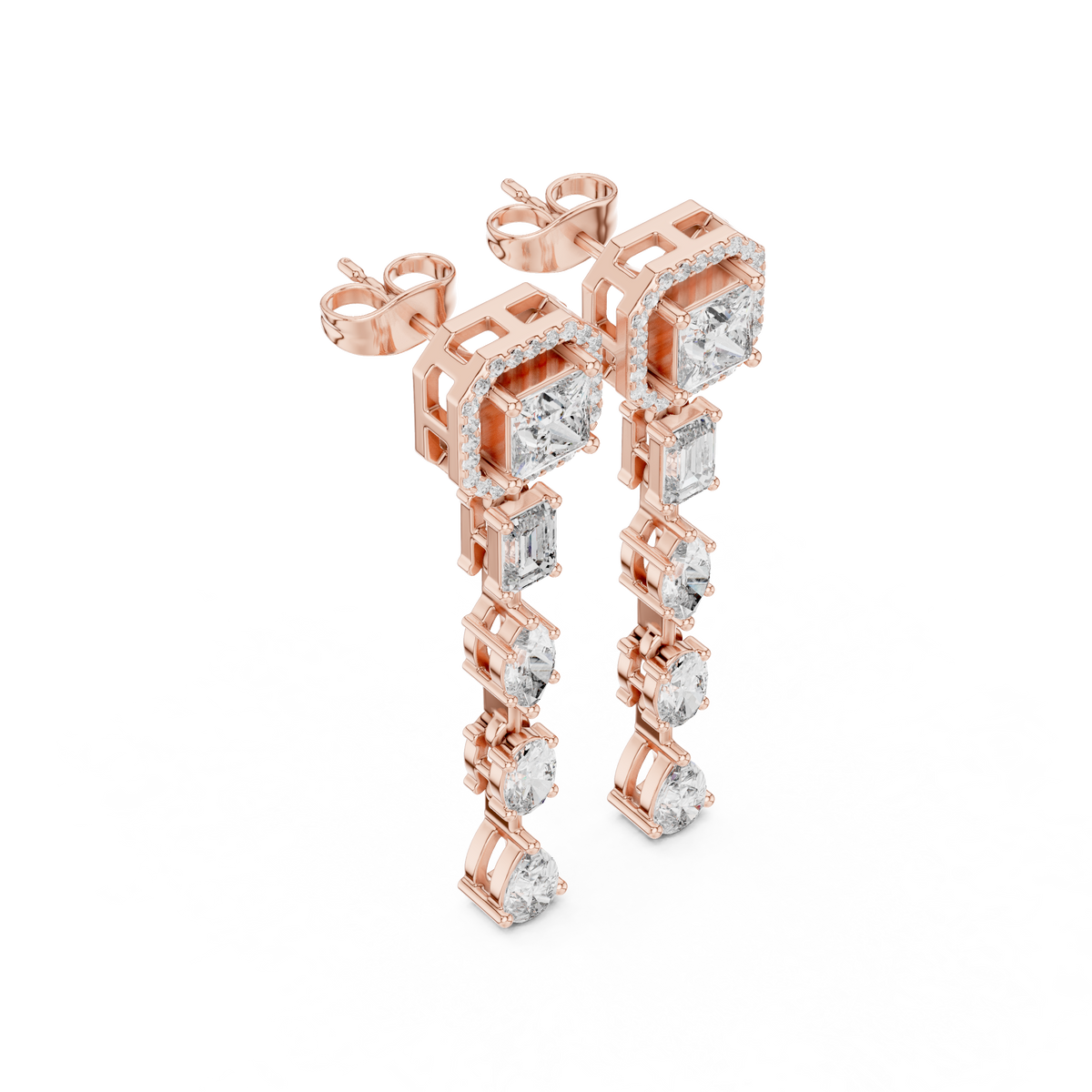 Elaris Geometric Diamond Cascade Drop Earring