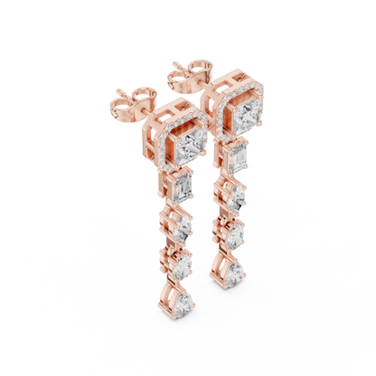 Elaris Geometric Diamond Cascade Drop Earring
