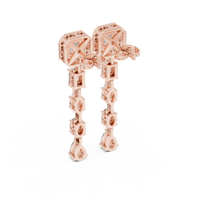 Elaris Geometric Diamond Cascade Drop Earring