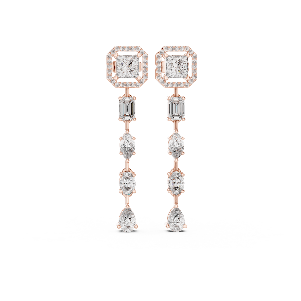 Elaris Geometric Diamond Cascade Drop Earring