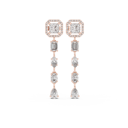 Elaris Geometric Diamond Cascade Drop Earring
