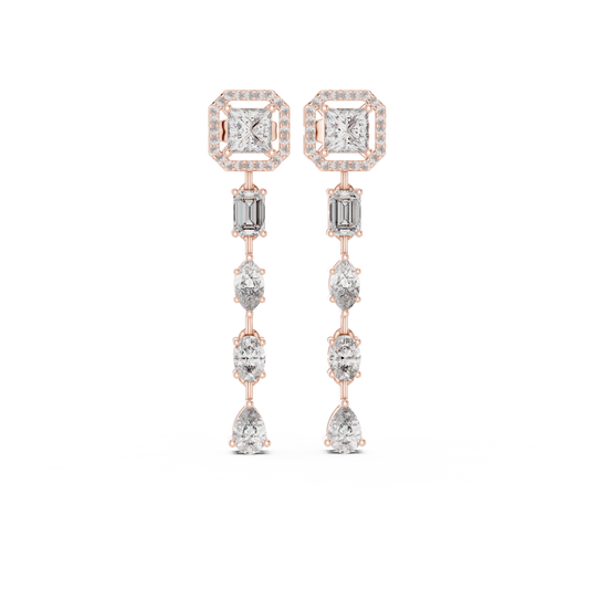 Elaris Geometric Diamond Cascade Drop Earring