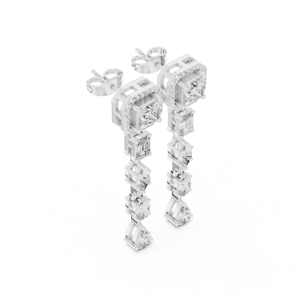 Elaris Geometric Diamond Cascade Drop Earring