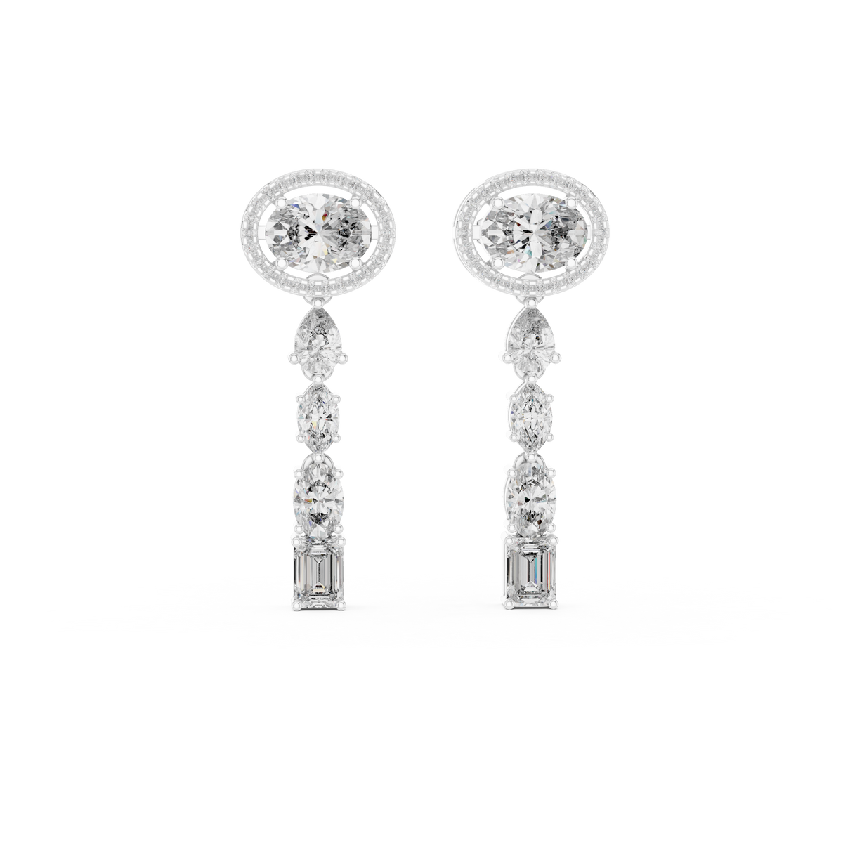 Elvara Oval Radiant Cascade Drop Earring