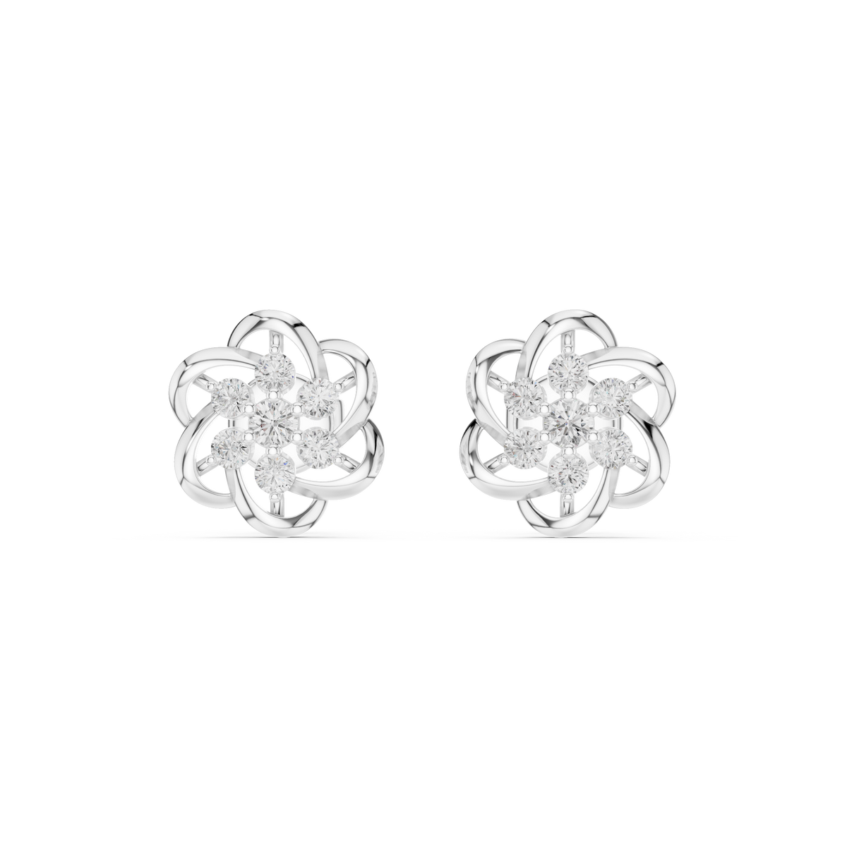 Elviora Interwoven Floral Diamond Studs