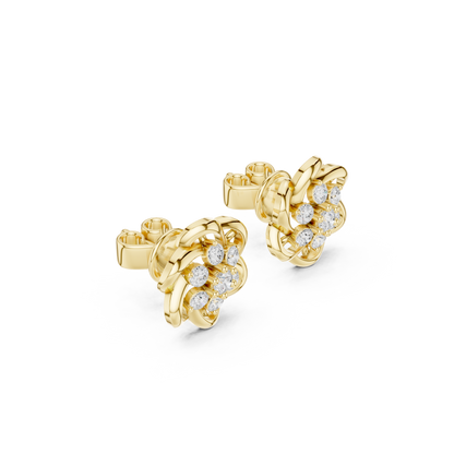 Elviora Interwoven Floral Diamond Studs