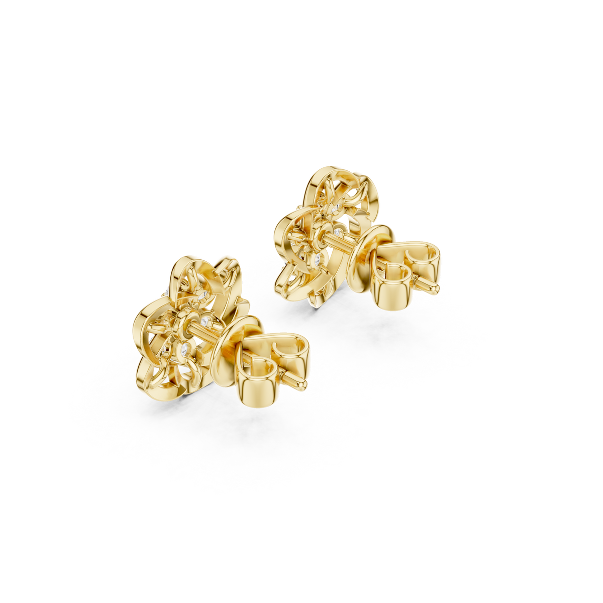Elviora Interwoven Floral Diamond Studs