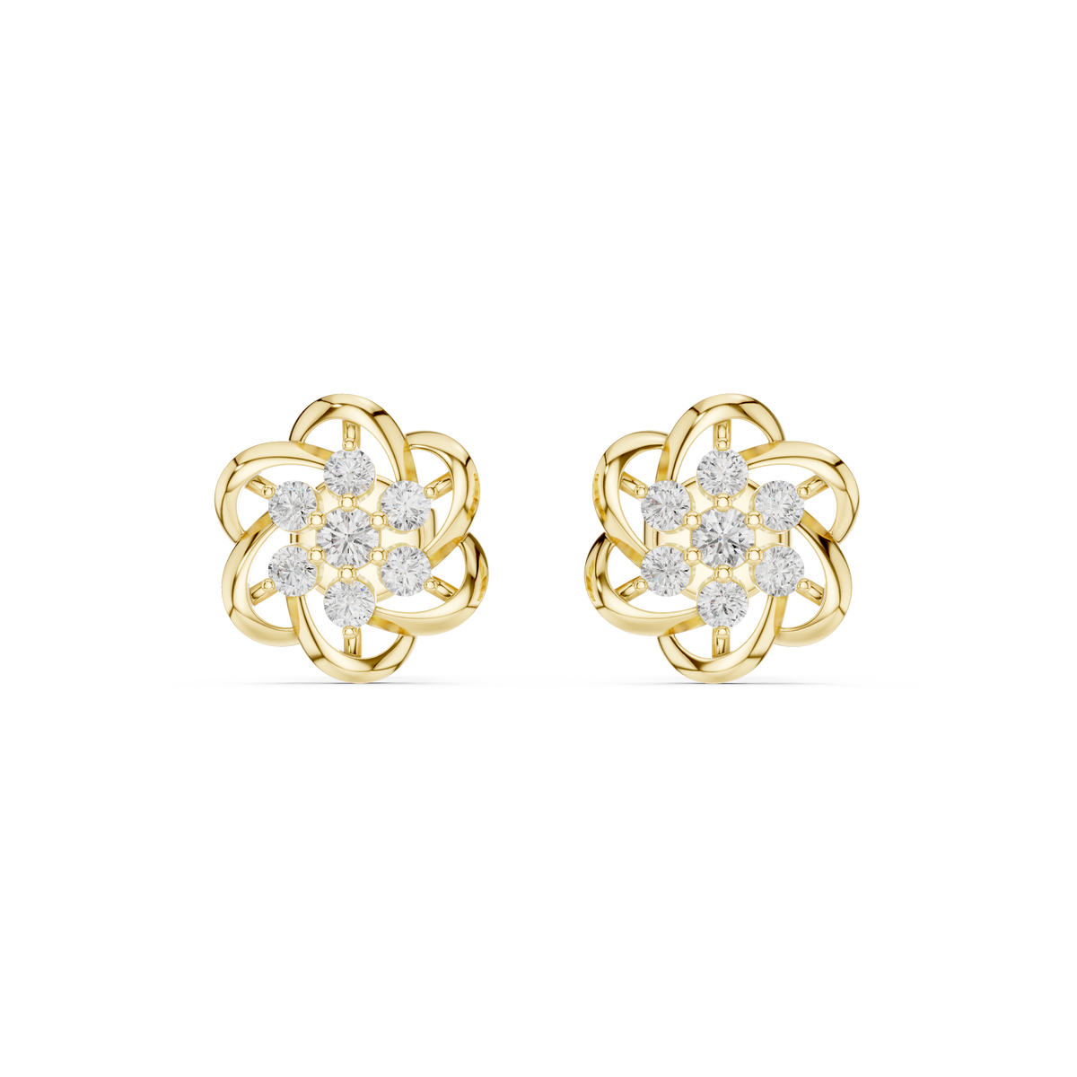Elviora Interwoven Floral Diamond Studs