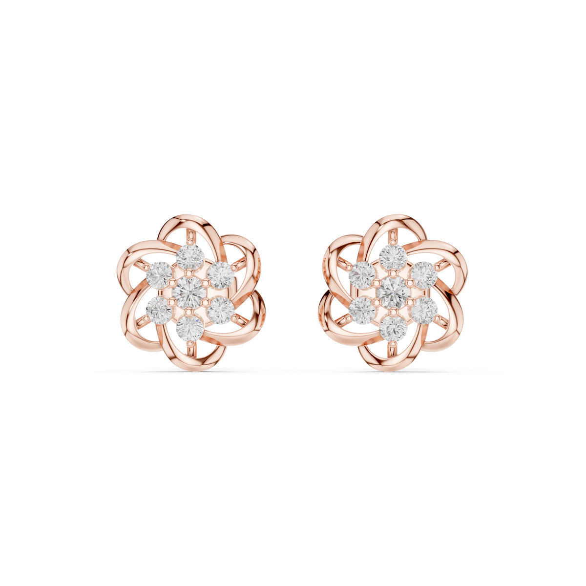 Elviora Interwoven Floral Diamond Studs