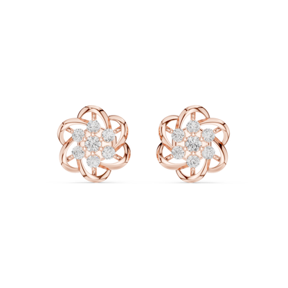 Elviora Interwoven Floral Diamond Studs