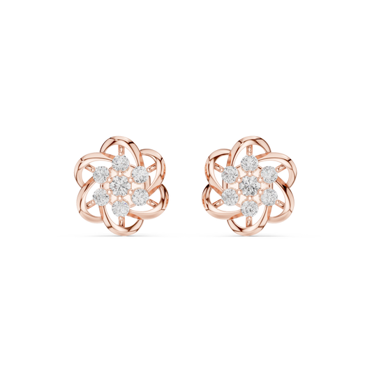Elviora Interwoven Floral Diamond Studs