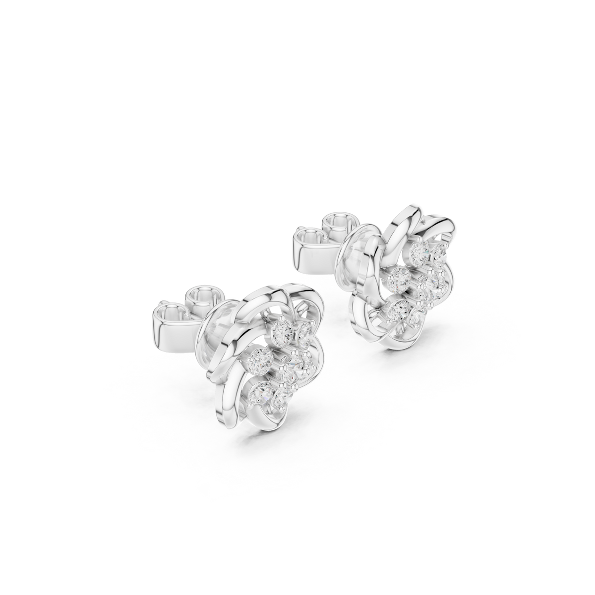 Elviora Interwoven Floral Diamond Studs