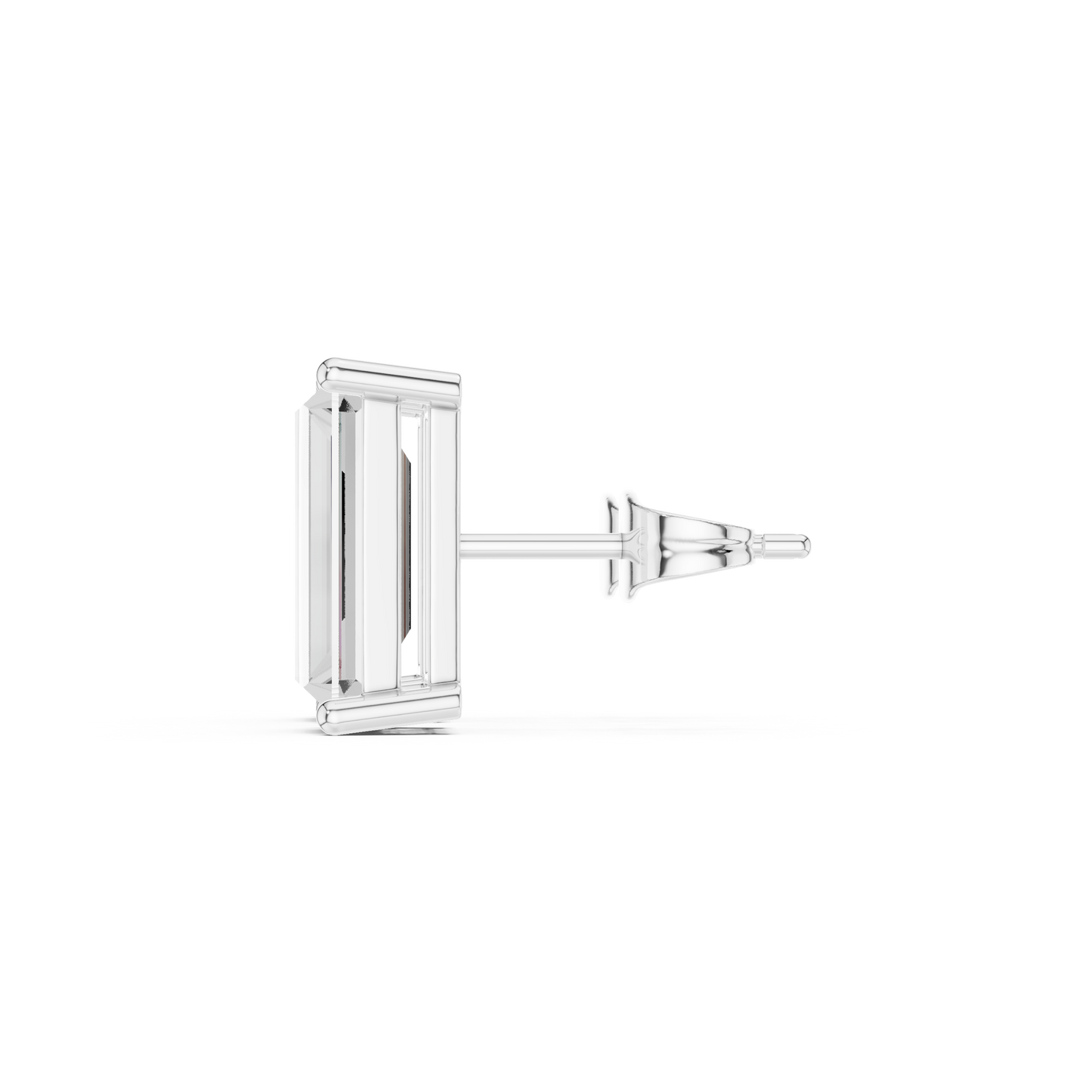 Modern Edge Baguette Cut Moissanite Stud Earrings in 925 Sterling Silver