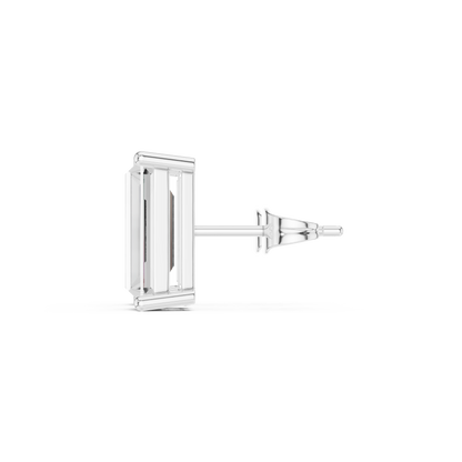Modern Edge Baguette Cut Moissanite Stud Earrings in 925 Sterling Silver