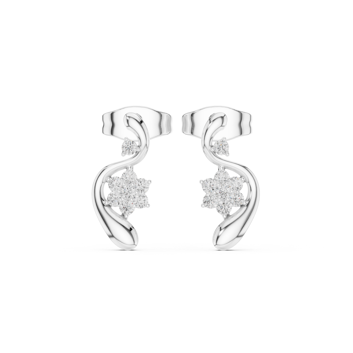 Zelvara Floral Diamond Curve Studs