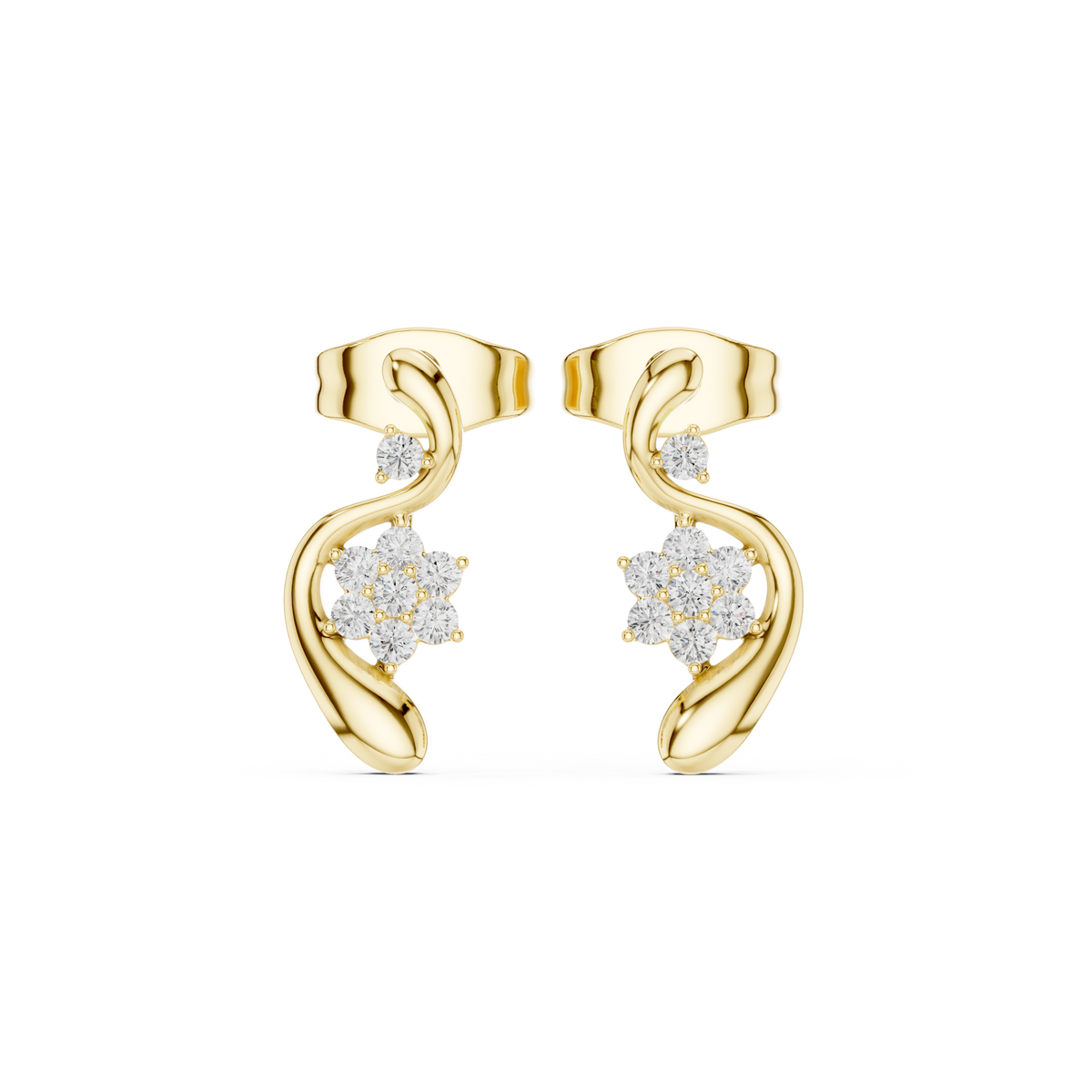 Zelvara Floral Diamond Curve Studs