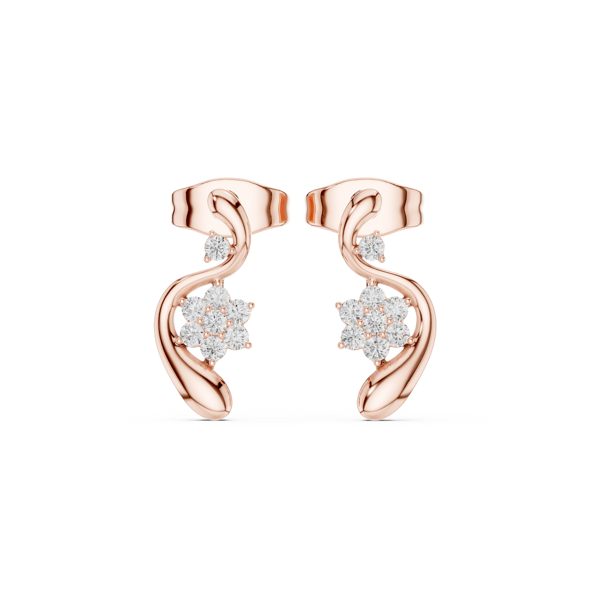 Zelvara Floral Diamond Curve Studs