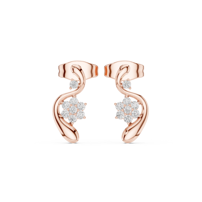 Zelvara Floral Diamond Curve Studs
