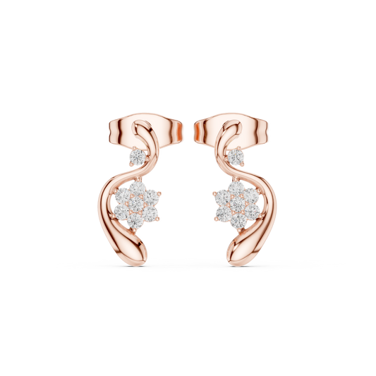 Zelvara Floral Diamond Curve Studs