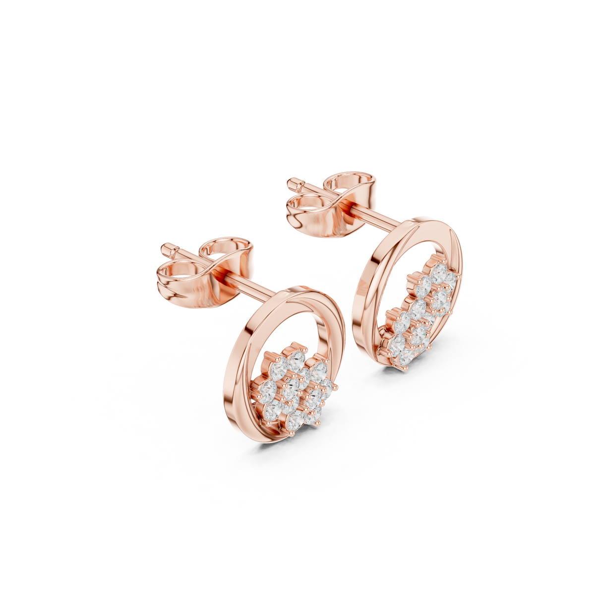 Elvara Round Diamond Floral Orbit Studs