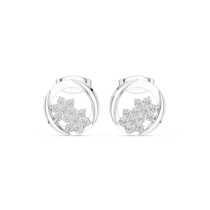 Elvara Round Diamond Floral Orbit Studs