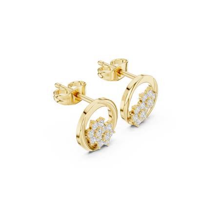 Elvara Round Diamond Floral Orbit Studs