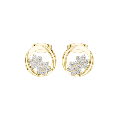 Elvara Round Diamond Floral Orbit Studs