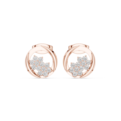 Elvara Round Diamond Floral Orbit Studs