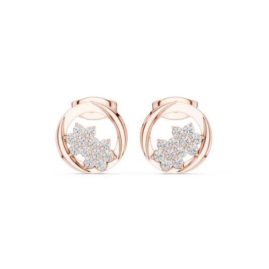 Elvara Round Diamond Floral Orbit Studs