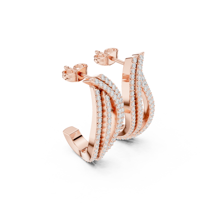 Elvienne Diamond Pavé J-Hoop Earring