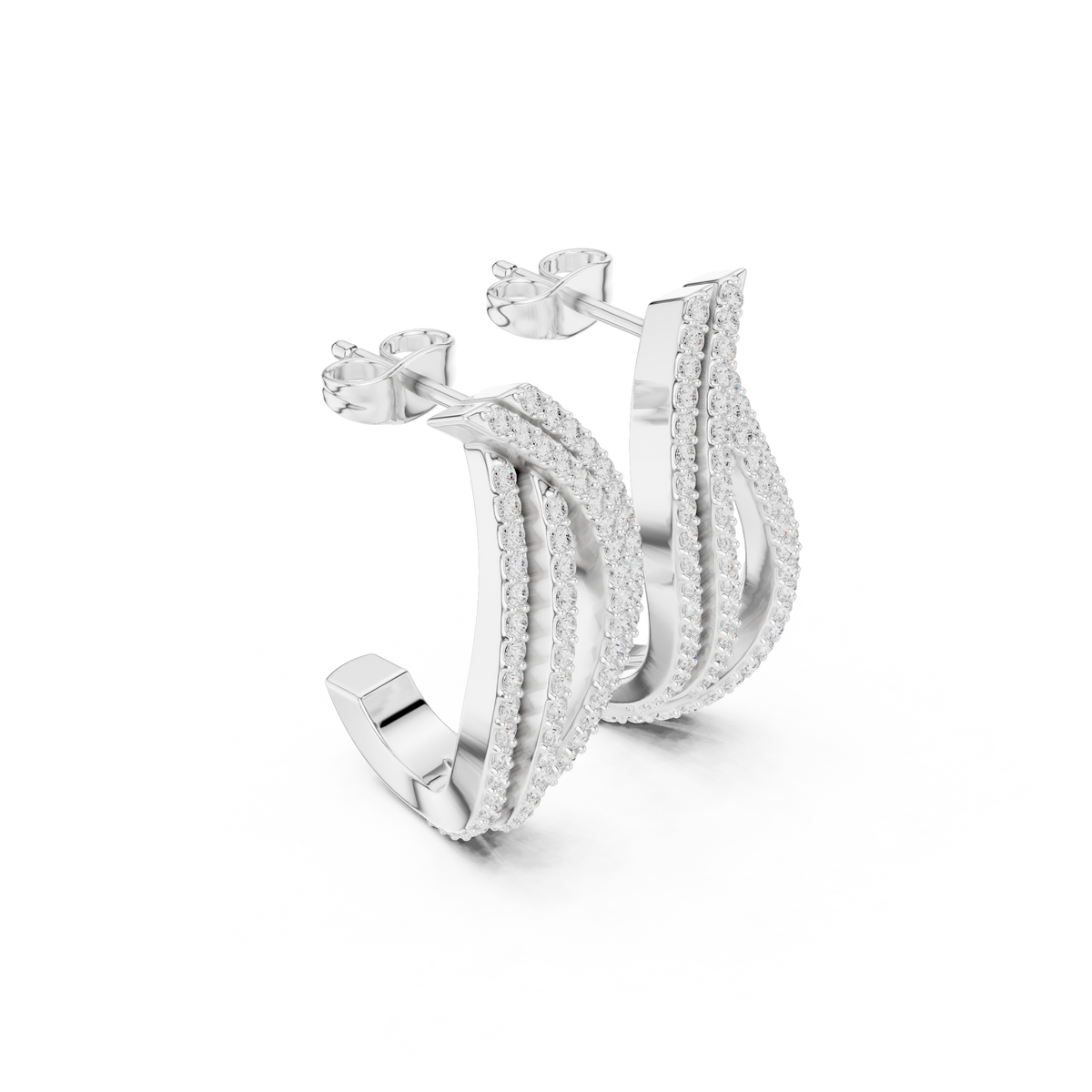 Elvienne Diamond Pavé J-Hoop Earring