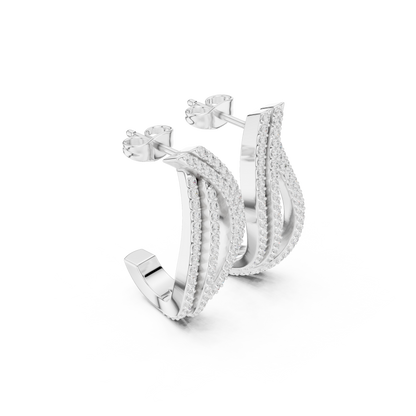 Elvienne Diamond Pavé J-Hoop Earring
