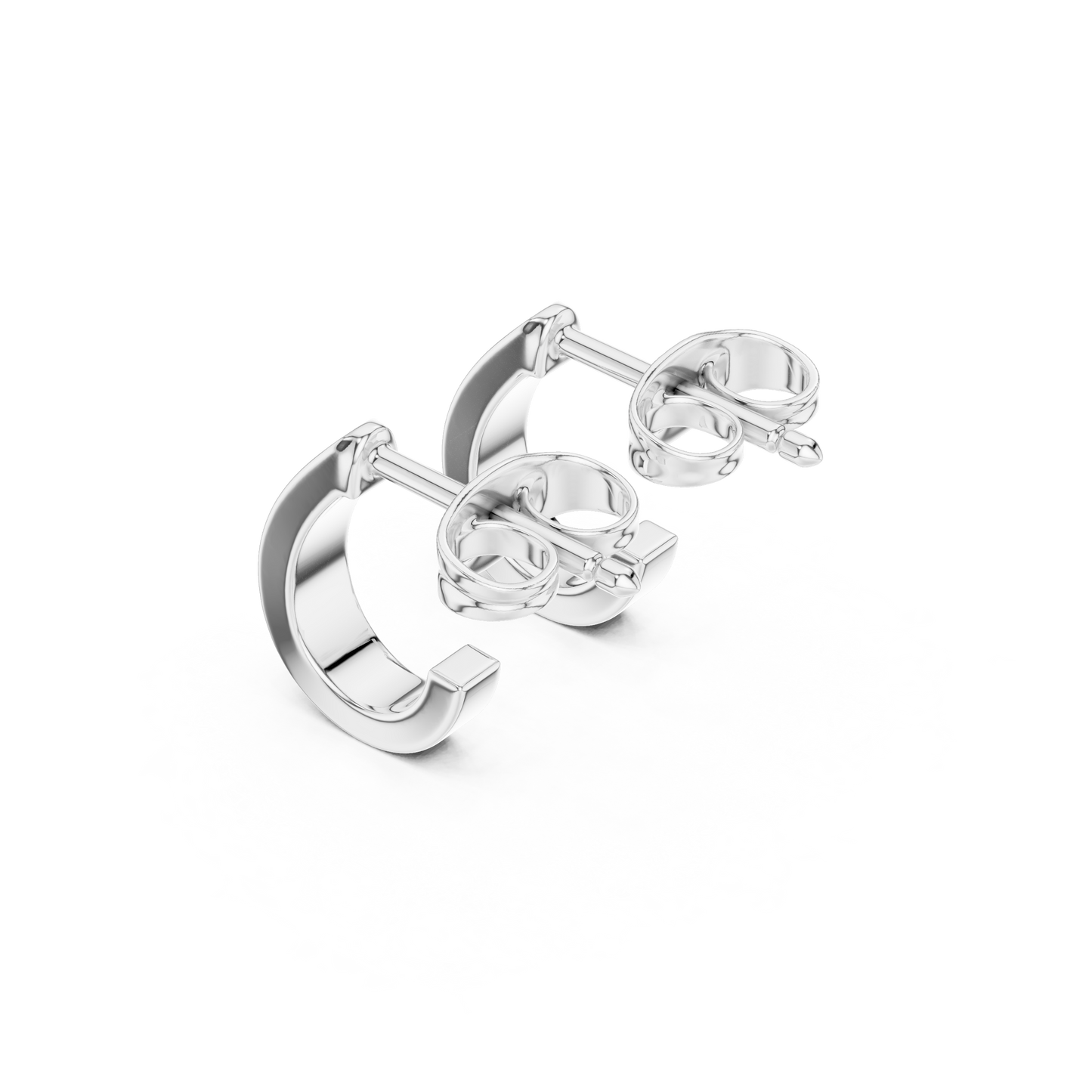 Luna Curve Pavé Moissanite Half Hoop Earrings in 925 Sterling Silver