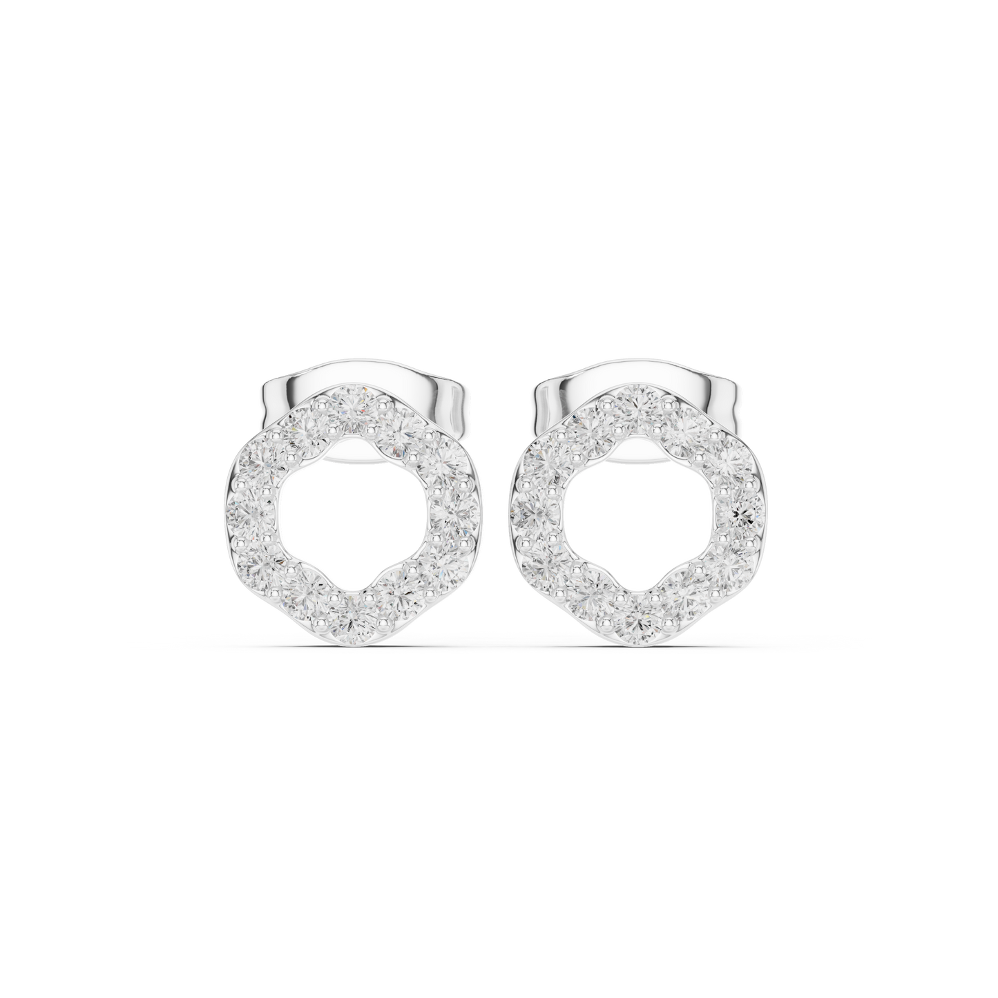 Flora Halo Moissanite Open Flower Stud Earrings in 925 Sterling Silver