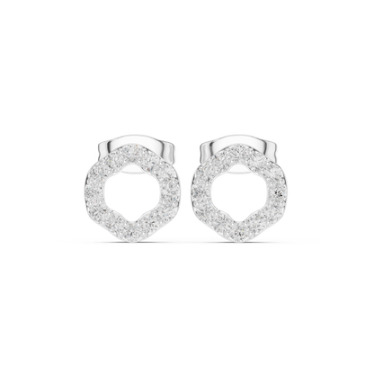 Flora Halo Moissanite Open Flower Stud Earrings in 925 Sterling Silver