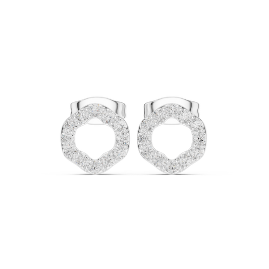 Flora Halo Moissanite Open Flower Stud Earrings in 925 Sterling Silver