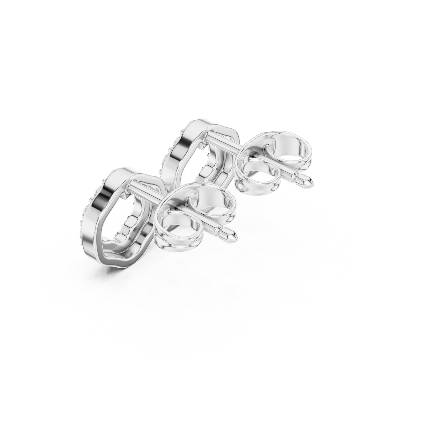 Flora Halo Moissanite Open Flower Stud Earrings in 925 Sterling Silver