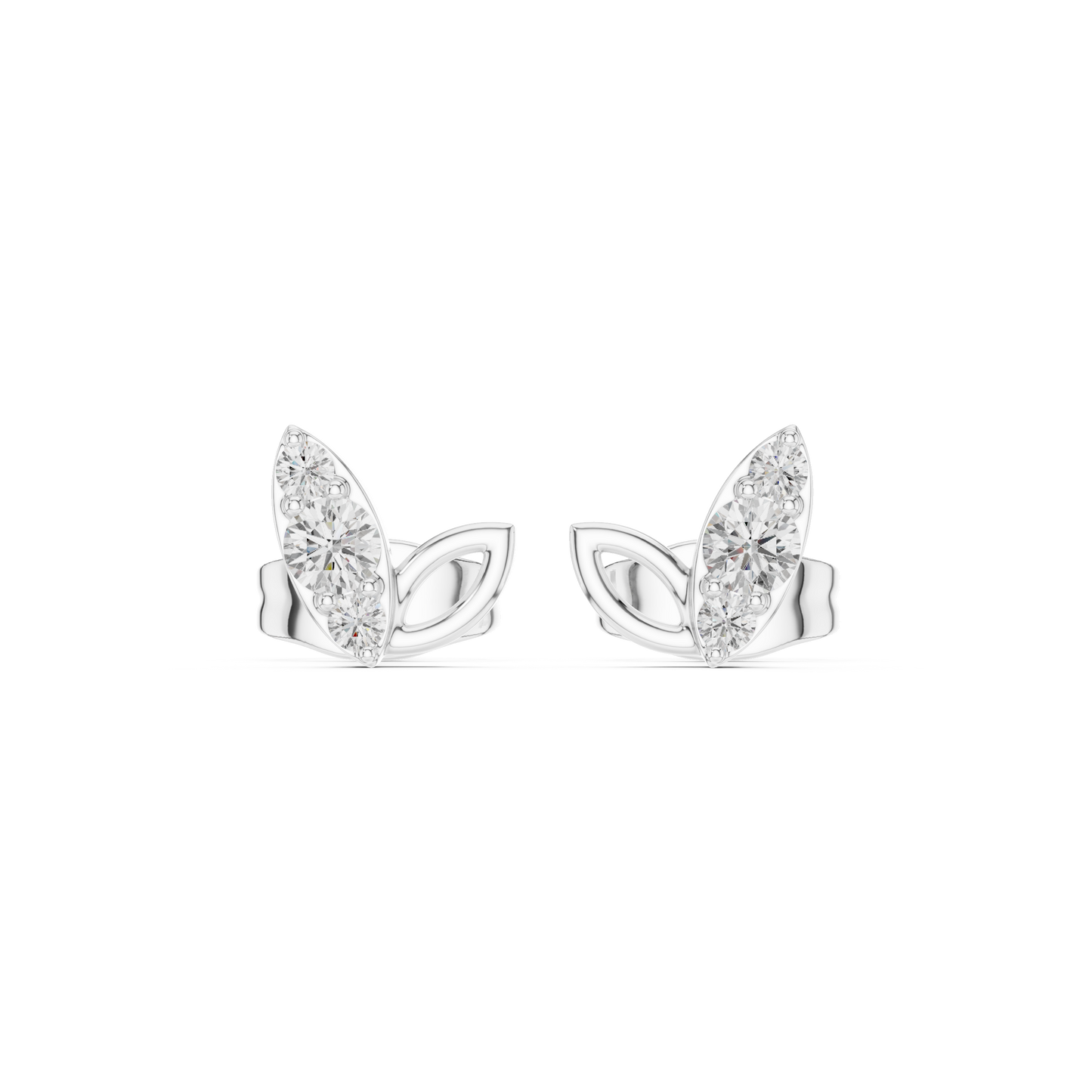 Celestial Leaf Moissanite Stud Earrings in 925 Sterling Silver