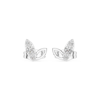 Celestial Leaf Moissanite Stud Earrings in 925 Sterling Silver