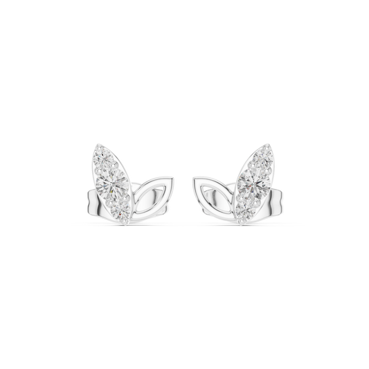 Celestial Leaf Moissanite Stud Earrings in 925 Sterling Silver