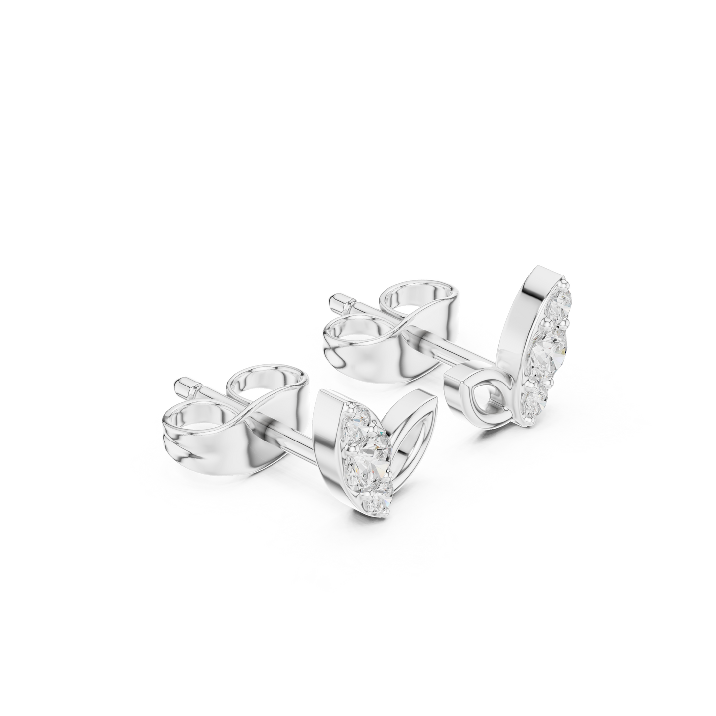 Celestial Leaf Moissanite Stud Earrings in 925 Sterling Silver