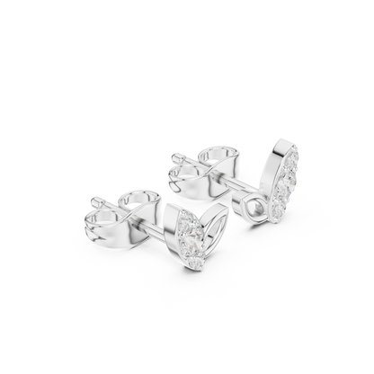 Celestial Leaf Moissanite Stud Earrings in 925 Sterling Silver