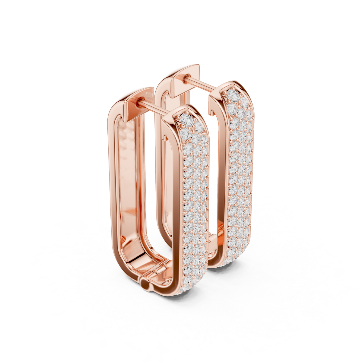 Seralyn Pavé Diamond Rectangle Hoops